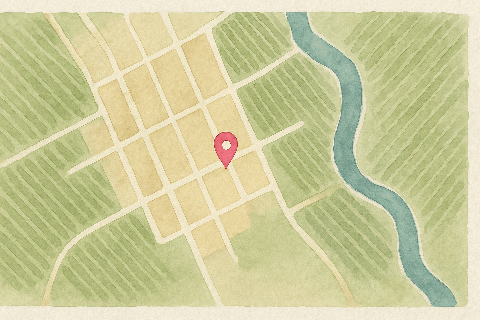 Water-color map showing NapaWink headquarters