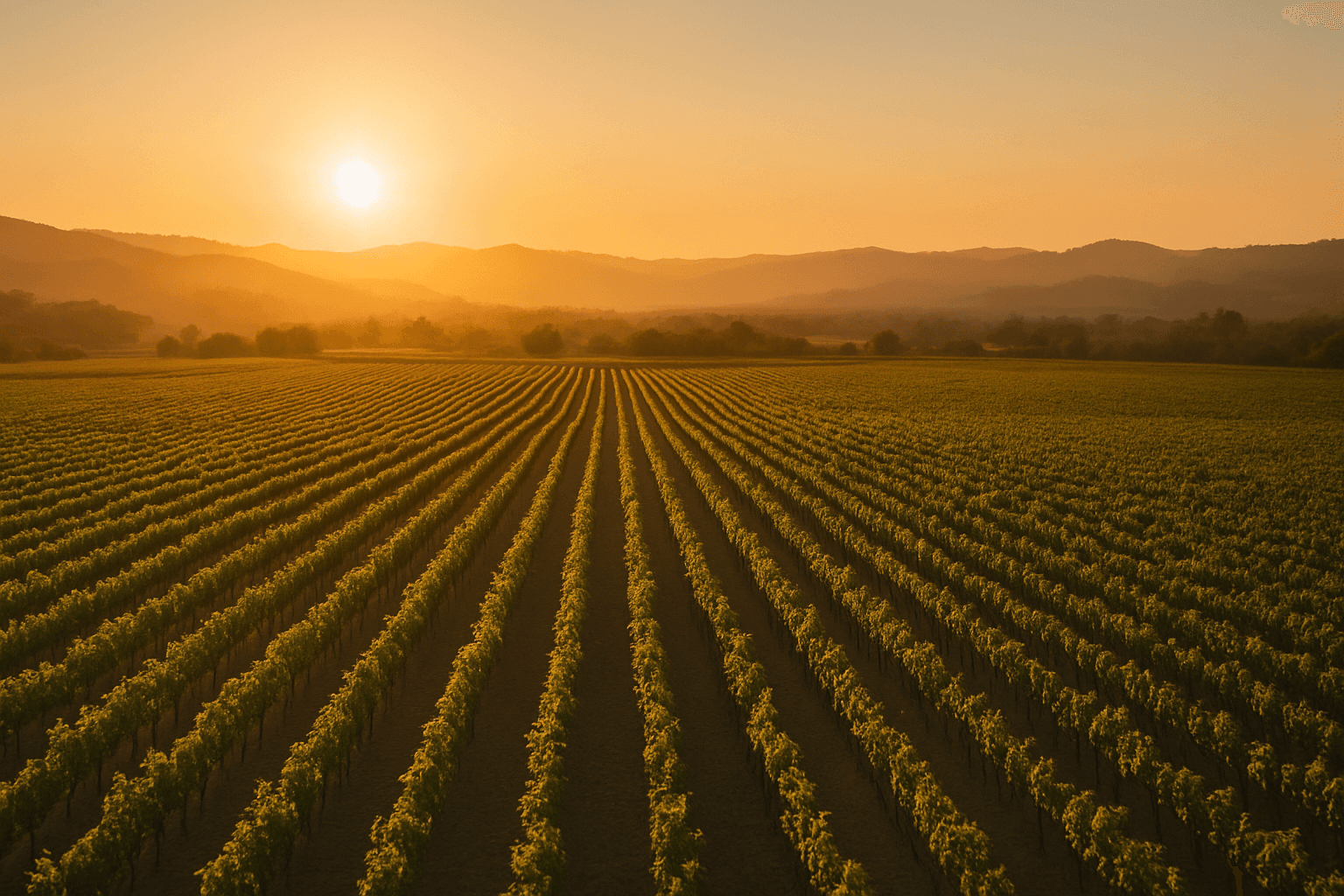 Golden-hour light across Napa Valley vineyards